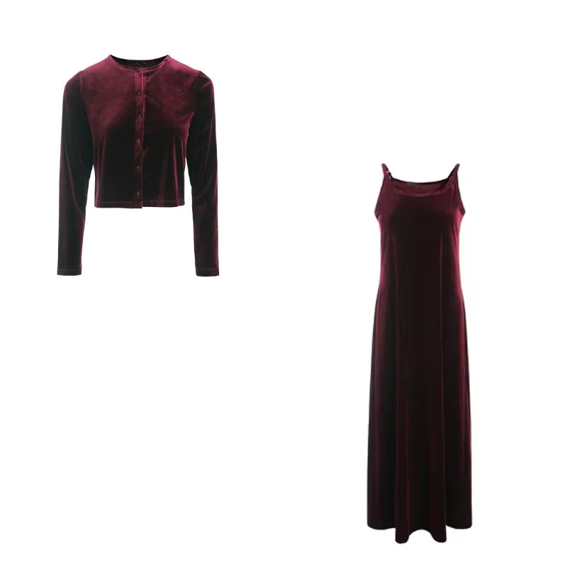 Sleeveless Cardigan & Maxi Robe Set