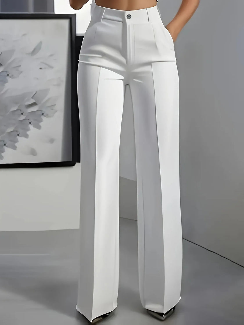 High Waist Draped Wide-Leg Trousers