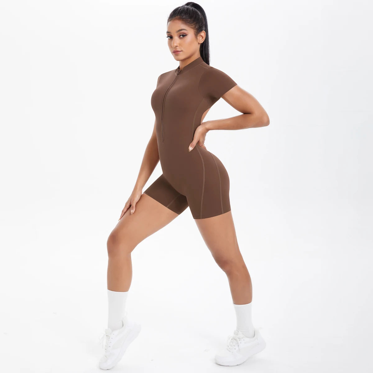 Backless Hollow-Out Push-Up Zipper Yoga Jumpsuit