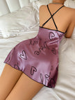 Heart Letter Print Spaghetti Strap Sleepwear
