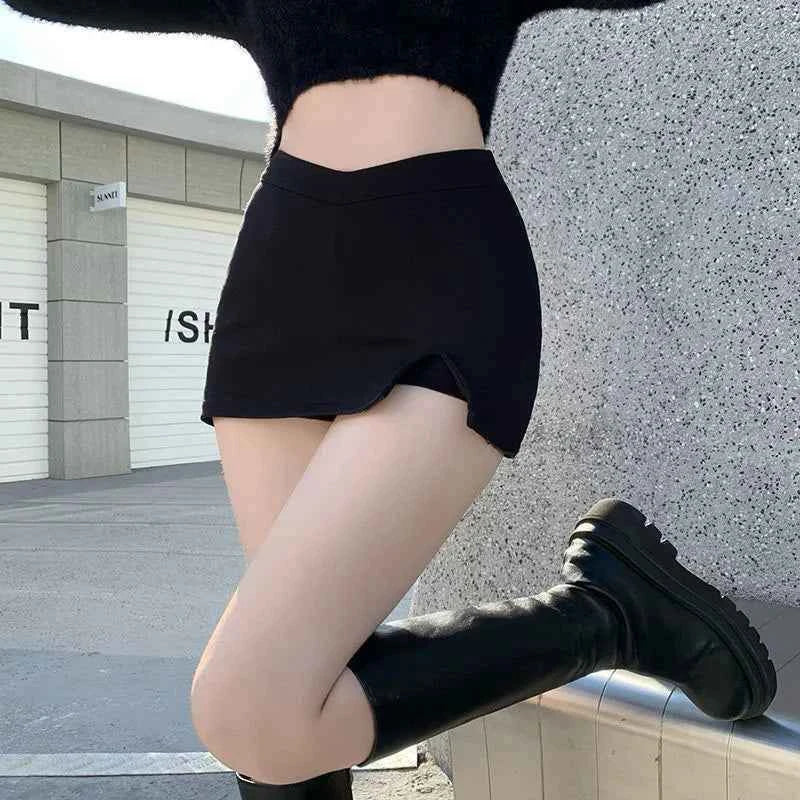 High Waist Slit A-Line Mini Skirt