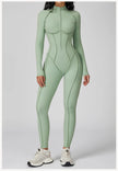 Long Sleeve Zipper Yoga Bodysuit One-Piece Tracksuit