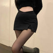 High Waist Slit A-Line Mini Skirt