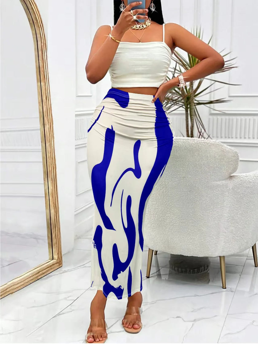 Zebra Print Pleated Midi Skirt