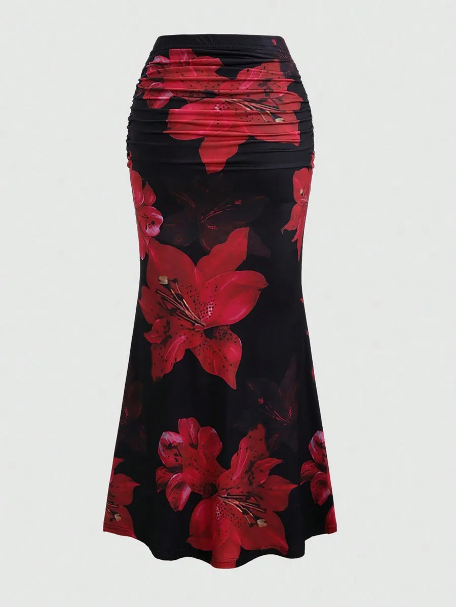 Zebra Print Pleated Midi Skirt