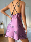 Heart Letter Print Spaghetti Strap Sleepwear