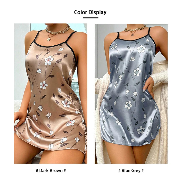 Luxurious Satin Floral Slip Nightdress
