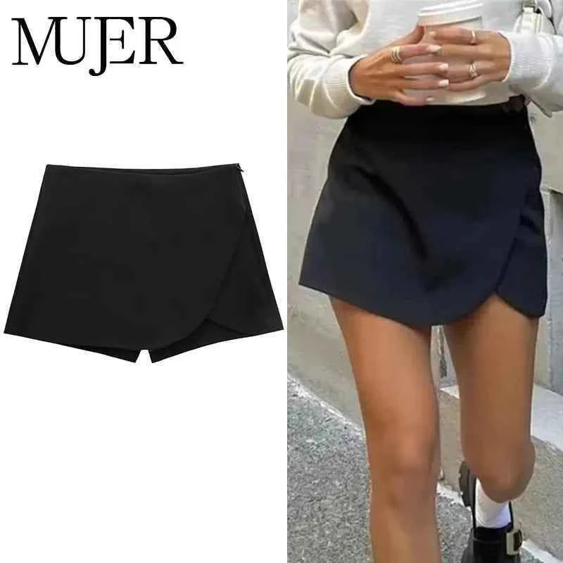 Asymmetric High Waist Mini Skort