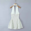 Retro Polka Dot Deep V Halter Mini Dress