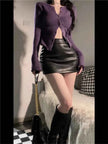 PU Leather High Waist Mini Skirt