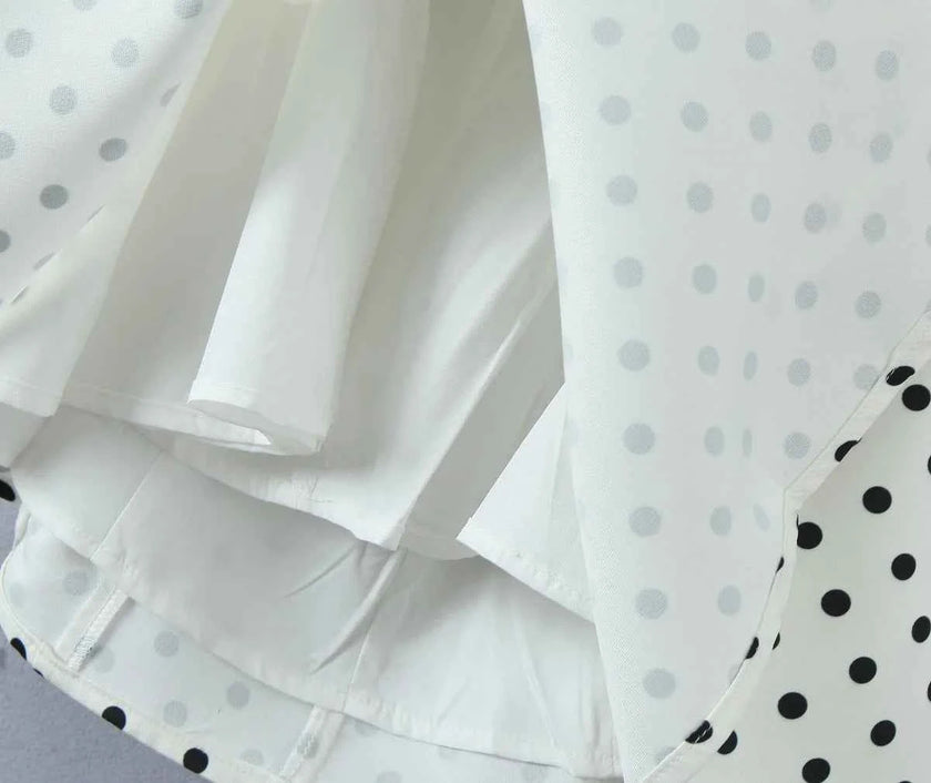 Retro Polka Dot Deep V Halter Mini Dress