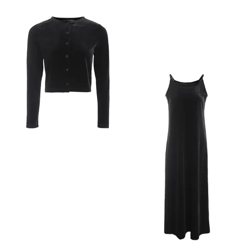 Sleeveless Cardigan & Maxi Robe Set