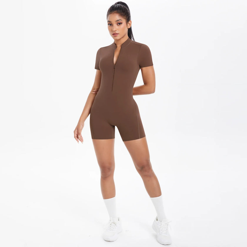 Backless Hollow-Out Push-Up Zipper Yoga Jumpsuit