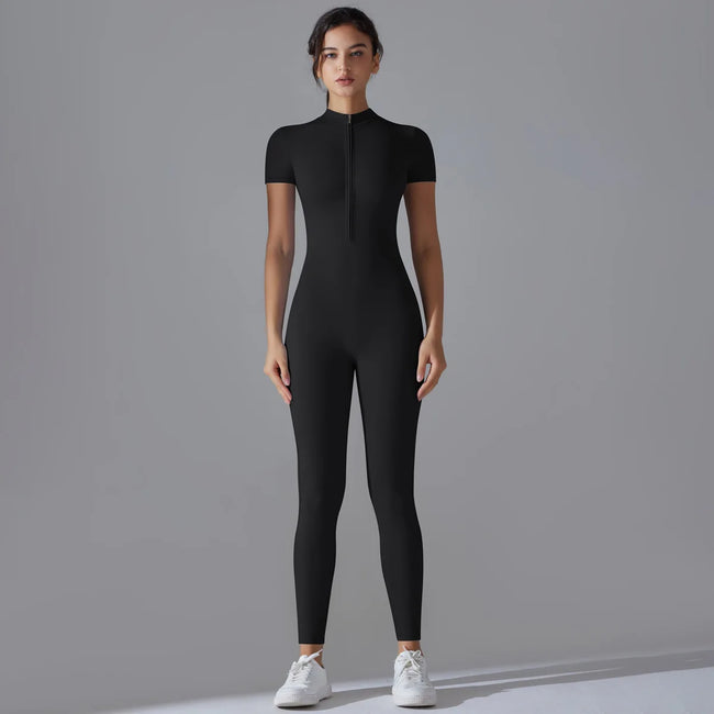 Quick-Dry Naked-Feel Zipper Yoga Jumpsuit