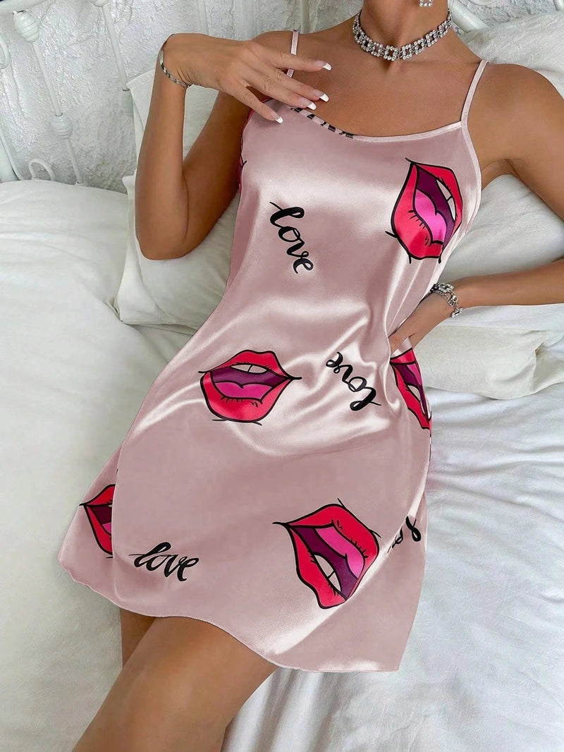 Luxurious Satin Floral Slip Nightdress