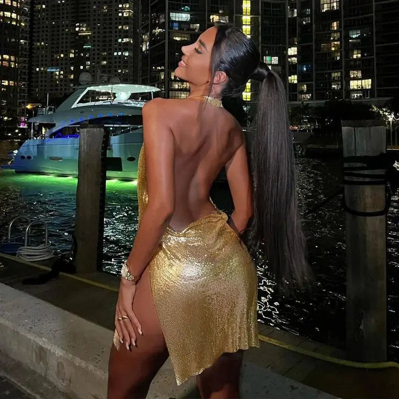 Sequin Halter Party Mini Dress
