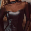 Mesh Pleated Bodycon Dress
