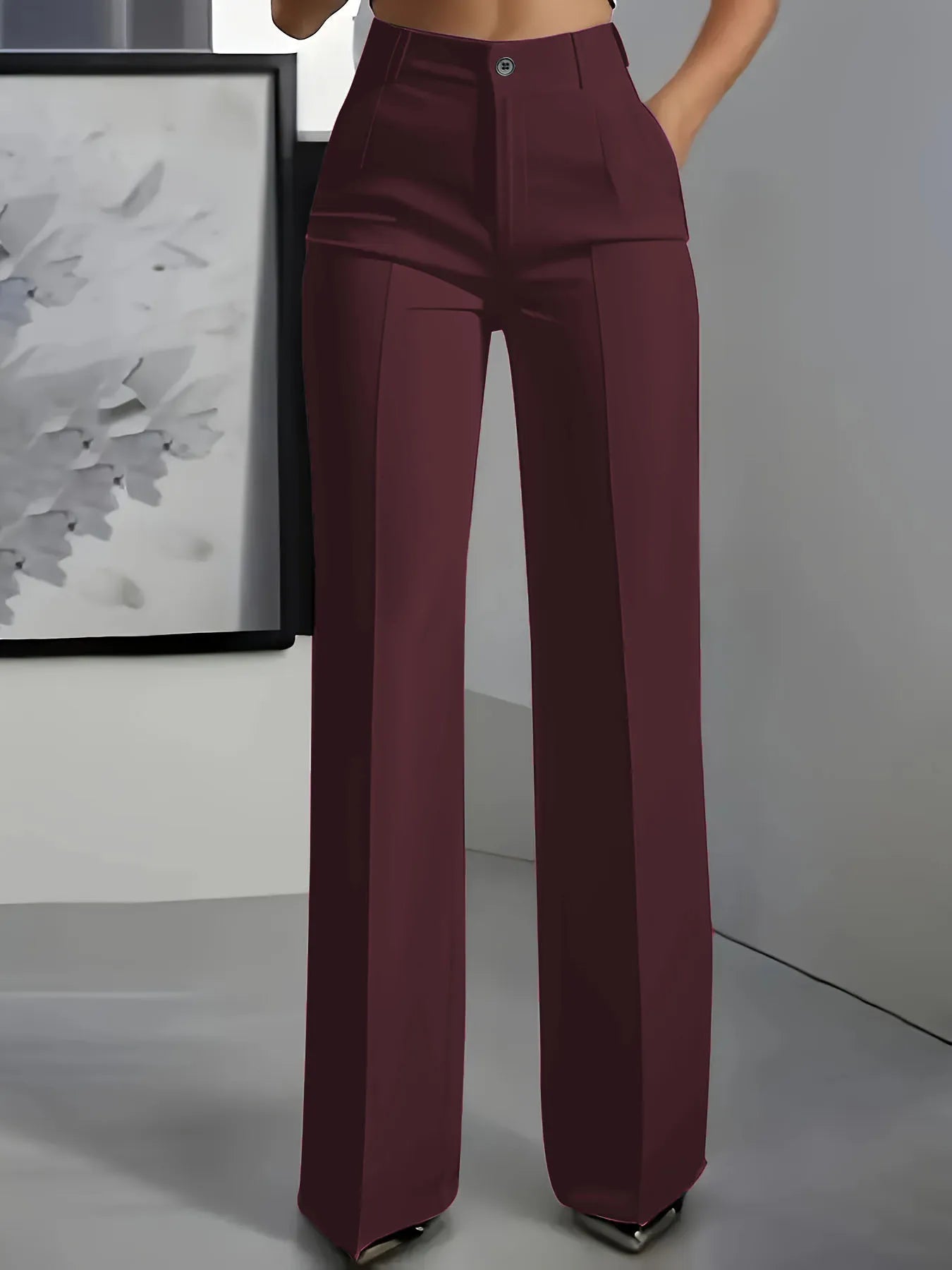 High Waist Draped Wide-Leg Trousers