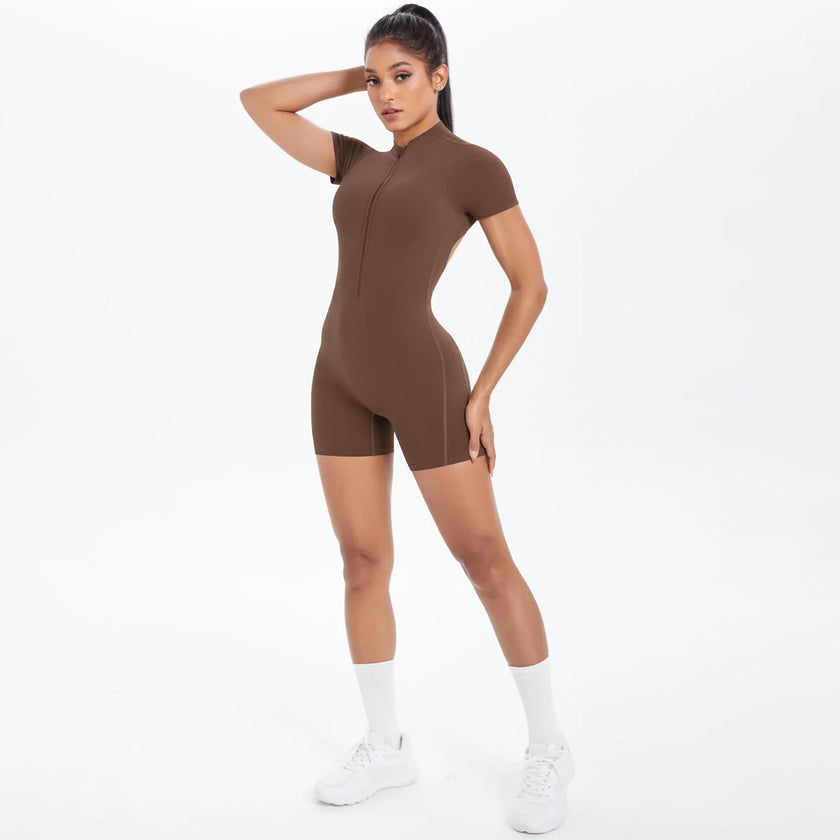 Backless Hollow-Out Push-Up Zipper Yoga Jumpsuit