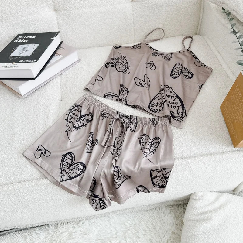 Ice Silk Print Pajama Set