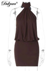Lace Up Backless Bodycon Mini Dress