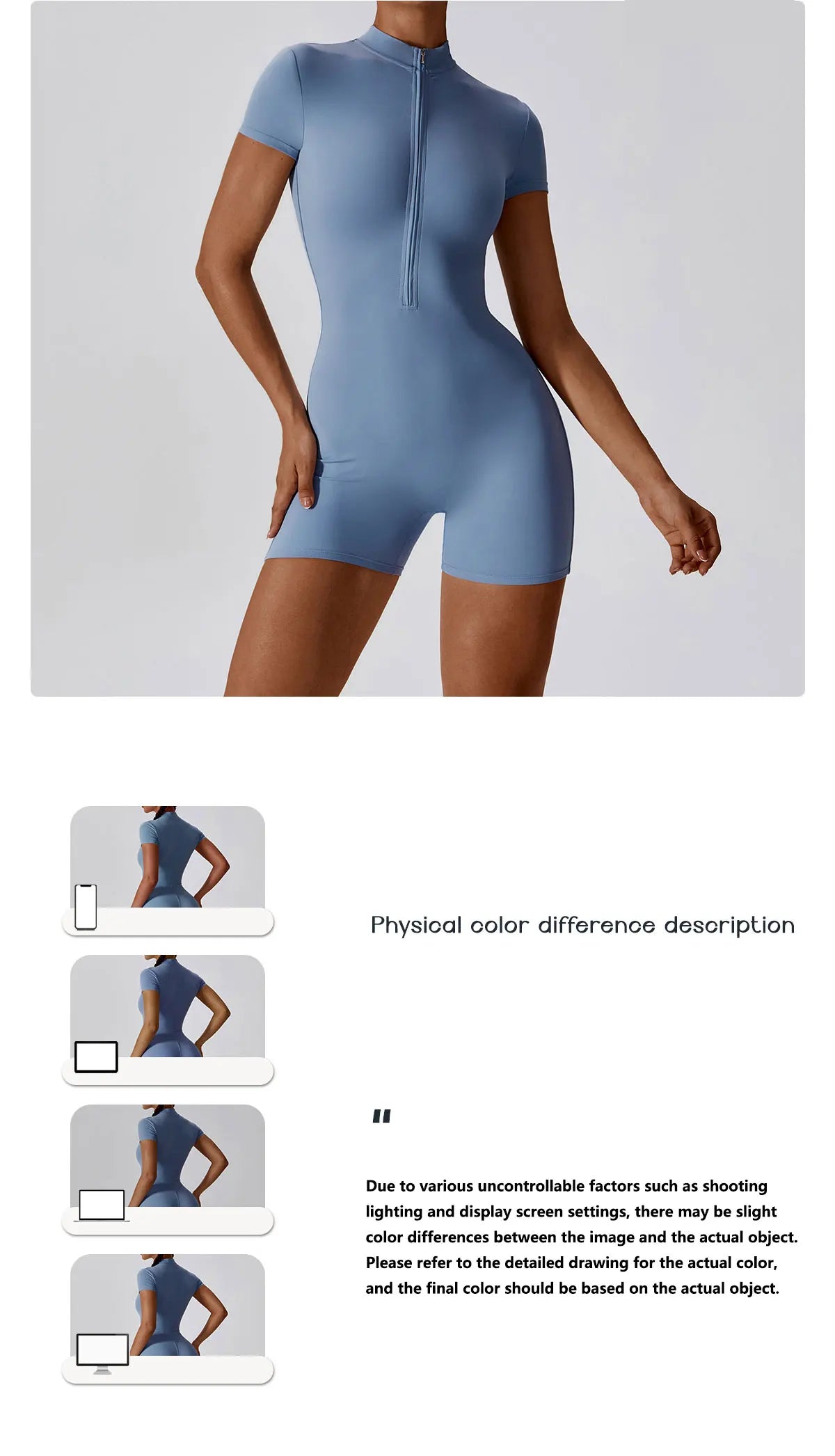 Push-Up Zipper Yoga Bodysuit Dance & Gym Jumpsuit