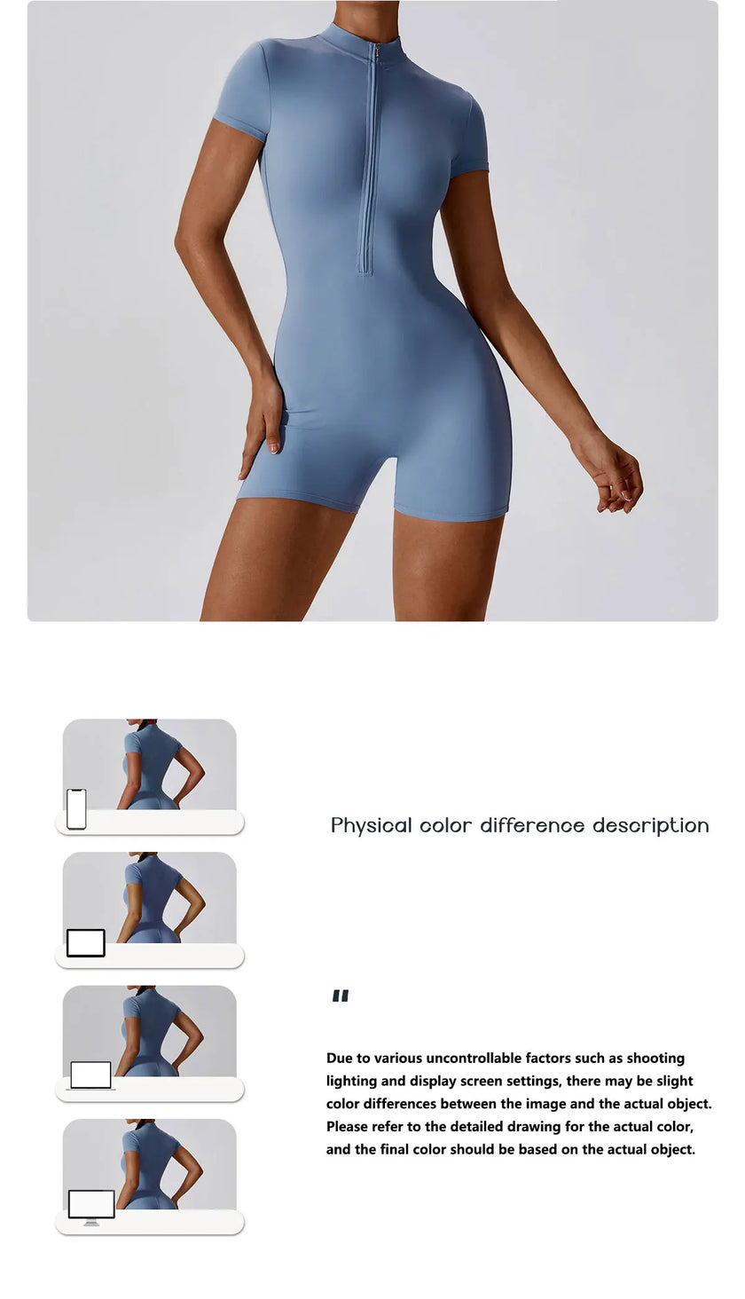 Push-Up Zipper Yoga Bodysuit Dance & Gym Jumpsuit