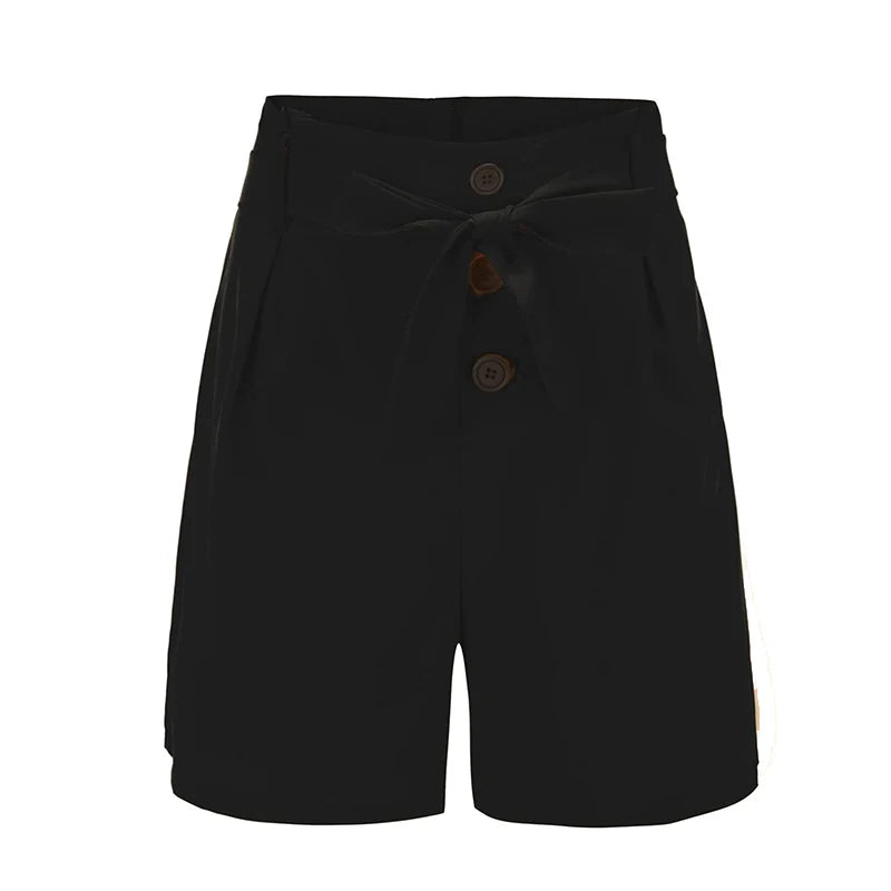 Y2K High Waist Button Front Tie Shorts