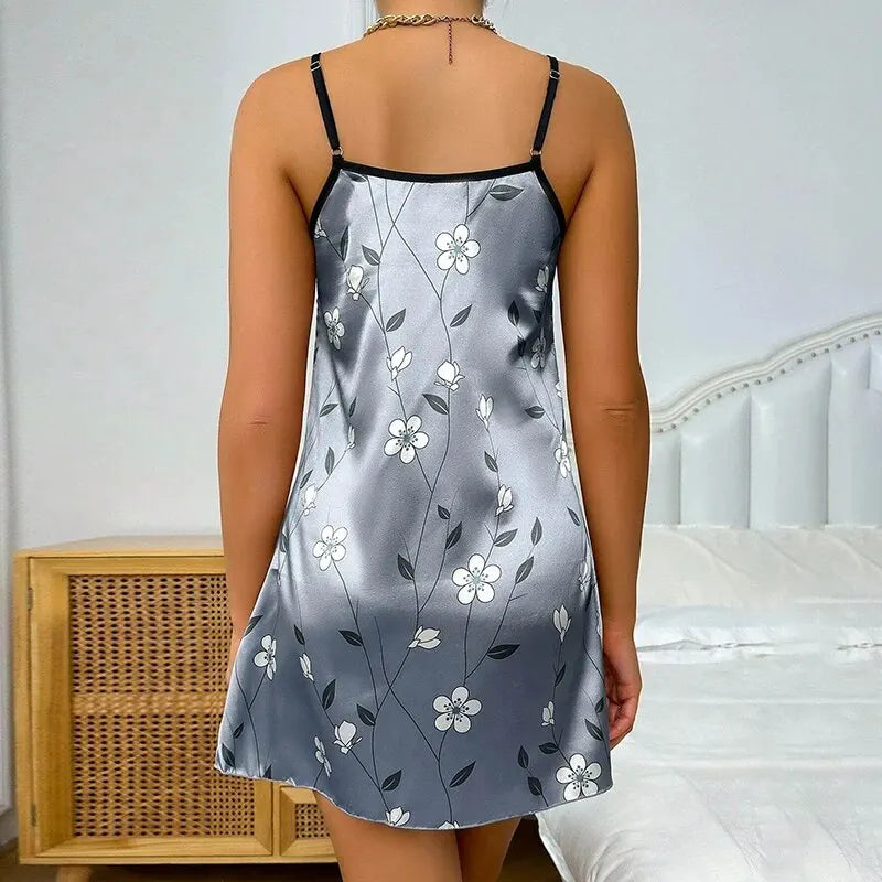 Luxurious Satin Floral Slip Nightdress