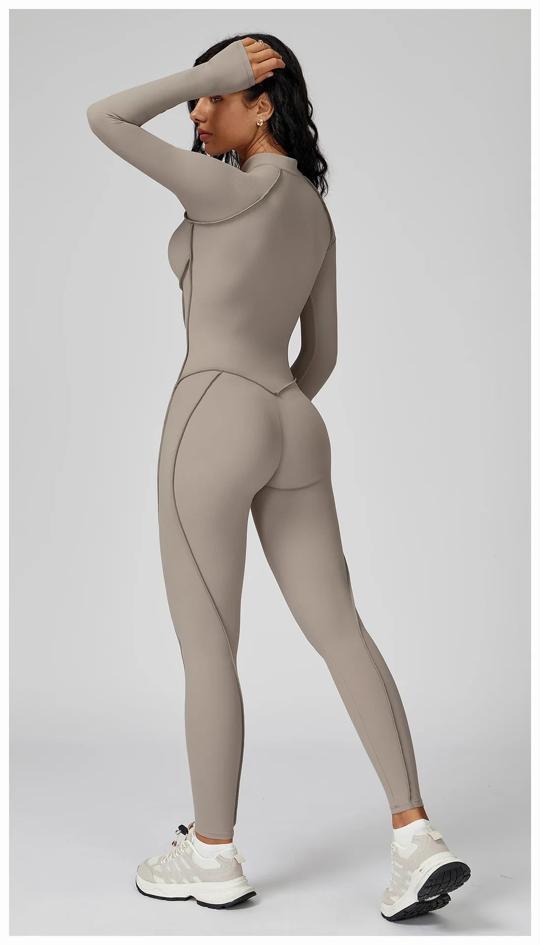 Long Sleeve Zipper Yoga Bodysuit One-Piece Tracksuit