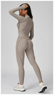 Long Sleeve Zipper Yoga Bodysuit One-Piece Tracksuit