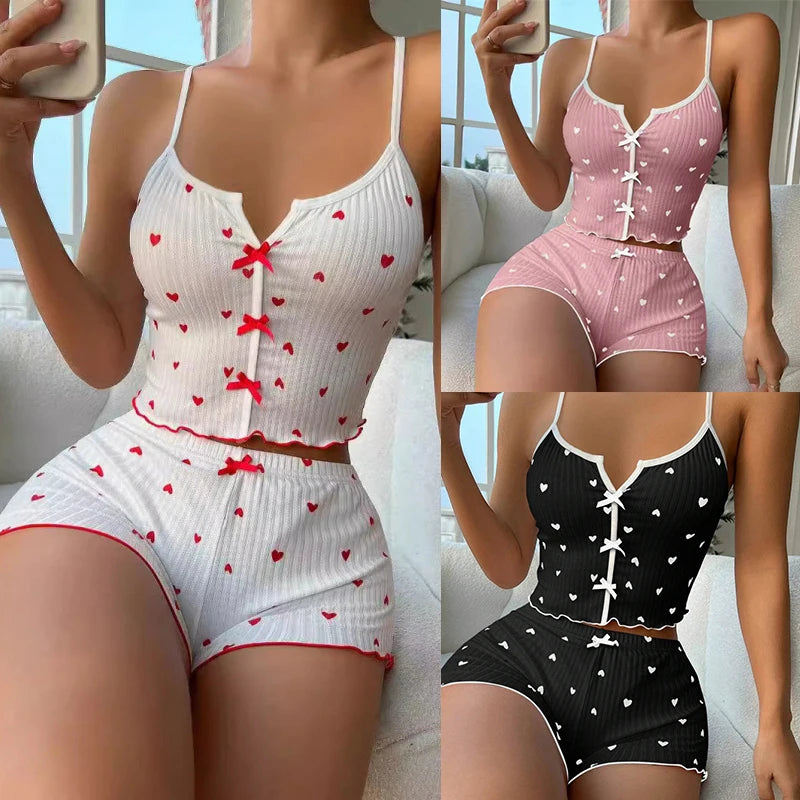 Heart Print Cami Pajama Set