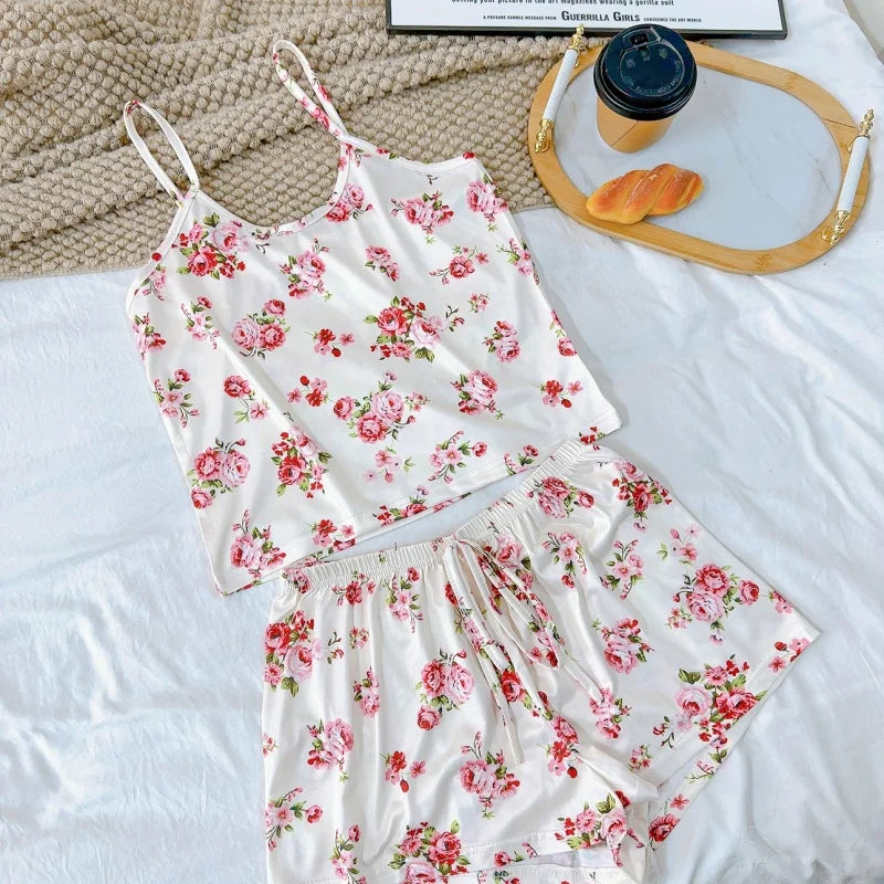 Ice Silk Print Pajama Set