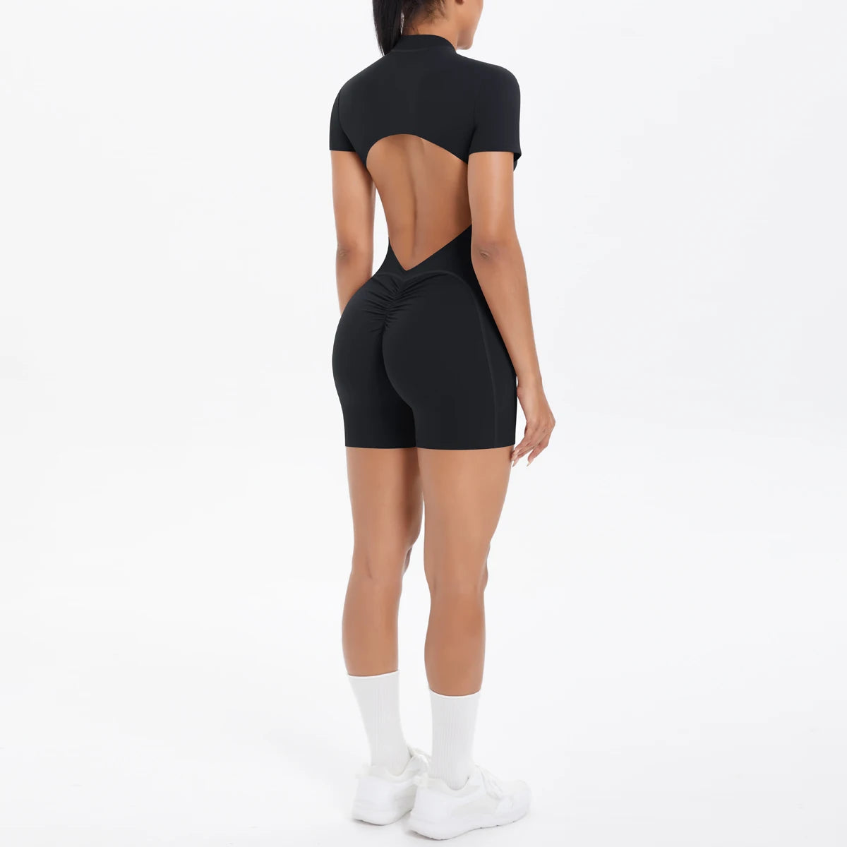 Backless Hollow-Out Push-Up Zipper Yoga Jumpsuit