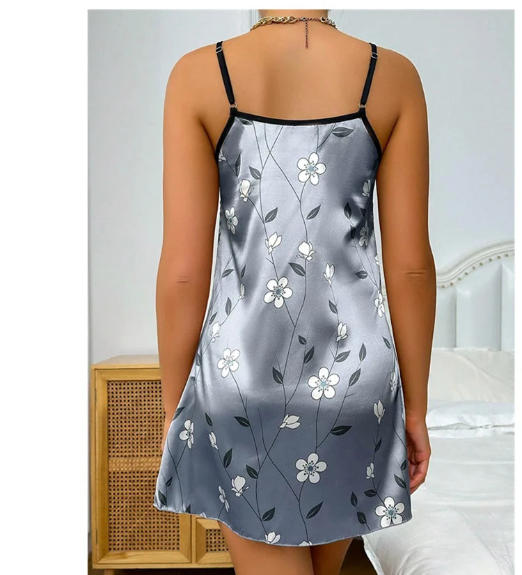Luxurious Satin Floral Slip Nightdress