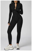 Long Sleeve Zipper Yoga Bodysuit One-Piece Tracksuit