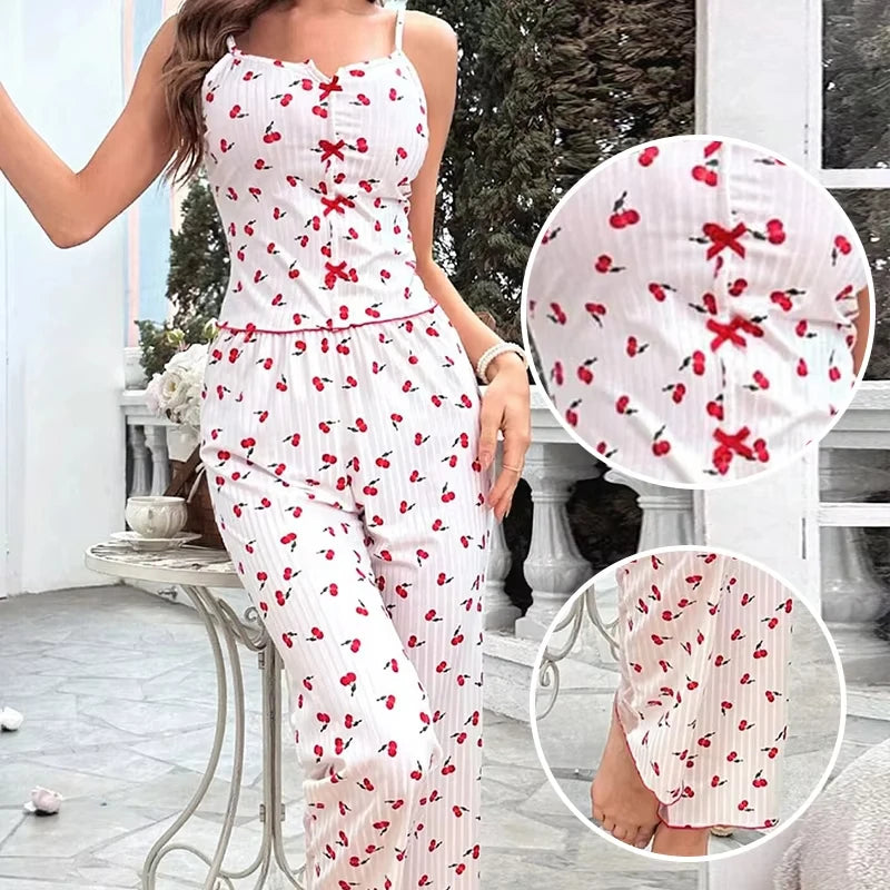 Mesh Lace Strap Pajama Set