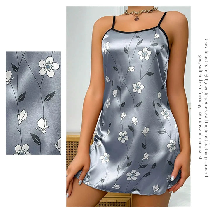 Luxurious Satin Floral Slip Nightdress