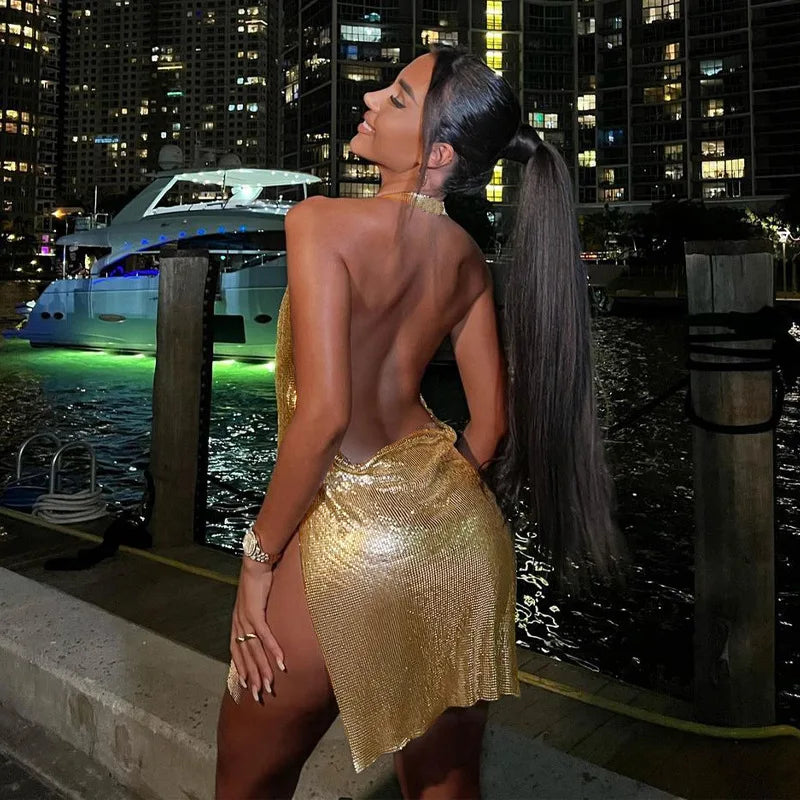 Sequin Halter Party Mini Dress II