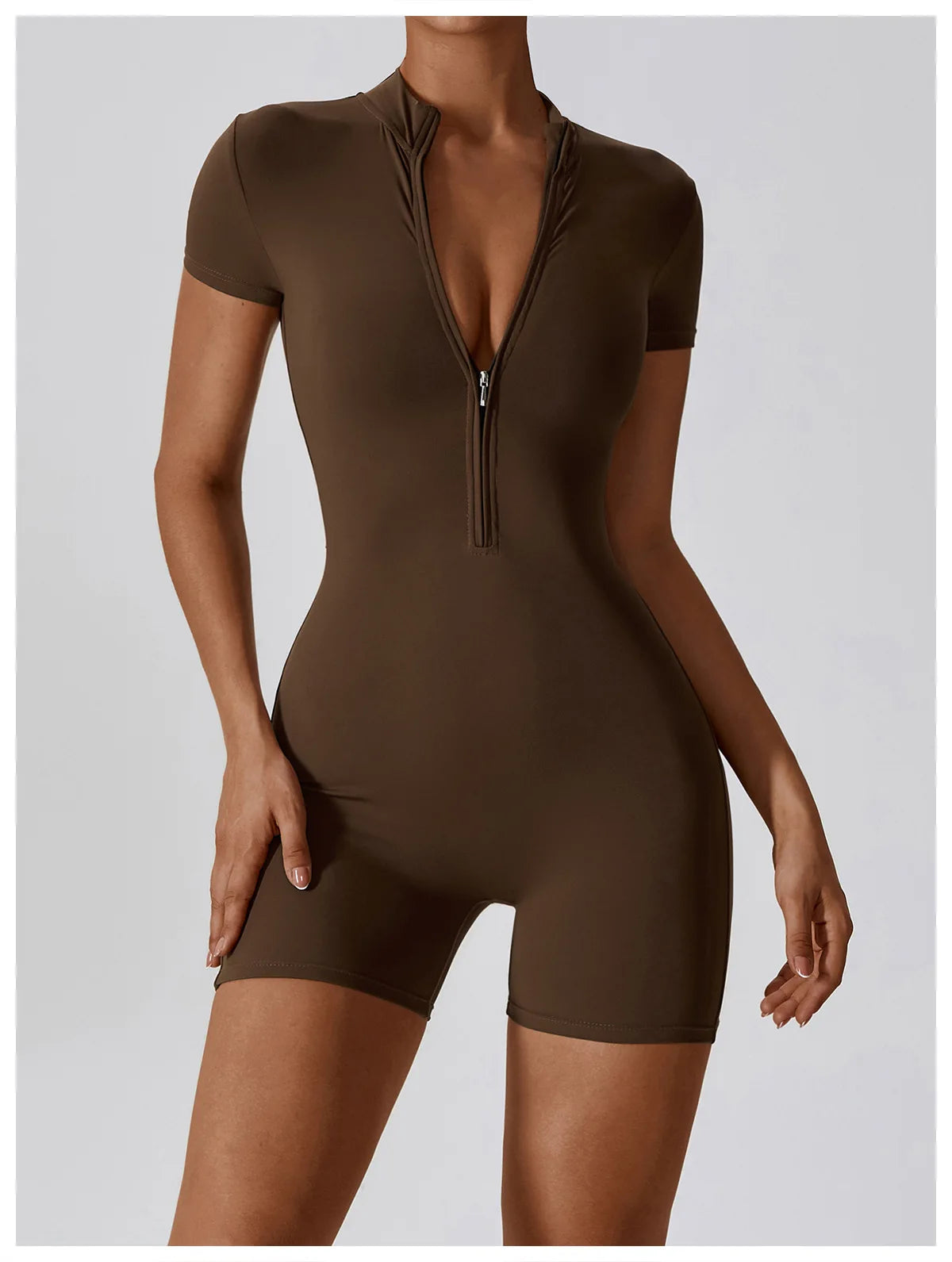 Push-Up Zipper Yoga Bodysuit Dance & Gym Jumpsuit