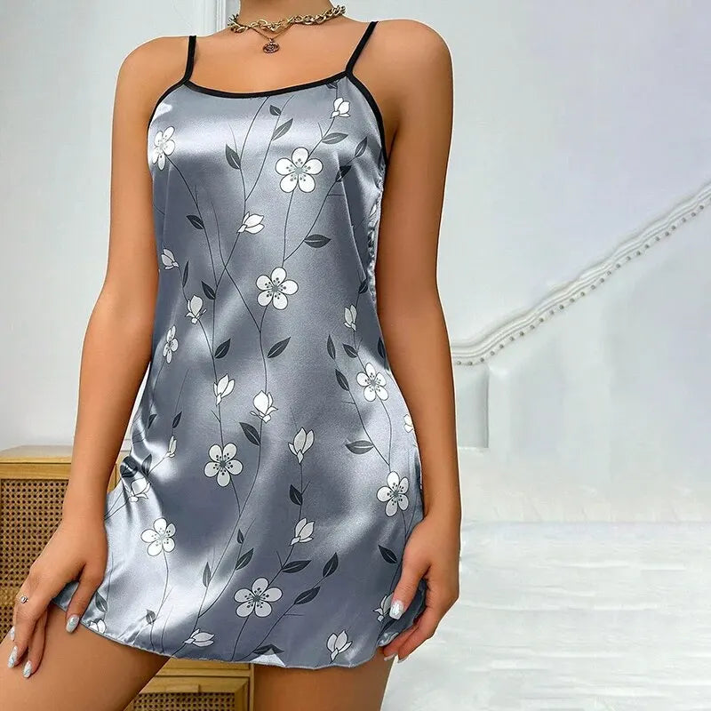 Luxurious Satin Floral Slip Nightdress
