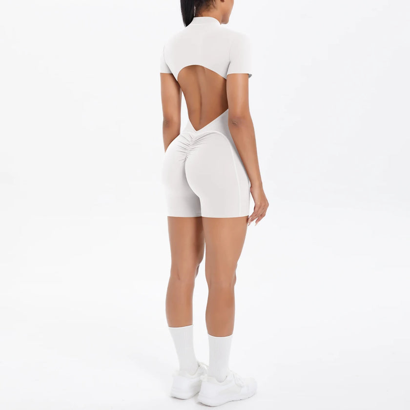 Backless Hollow-Out Push-Up Zipper Yoga Jumpsuit