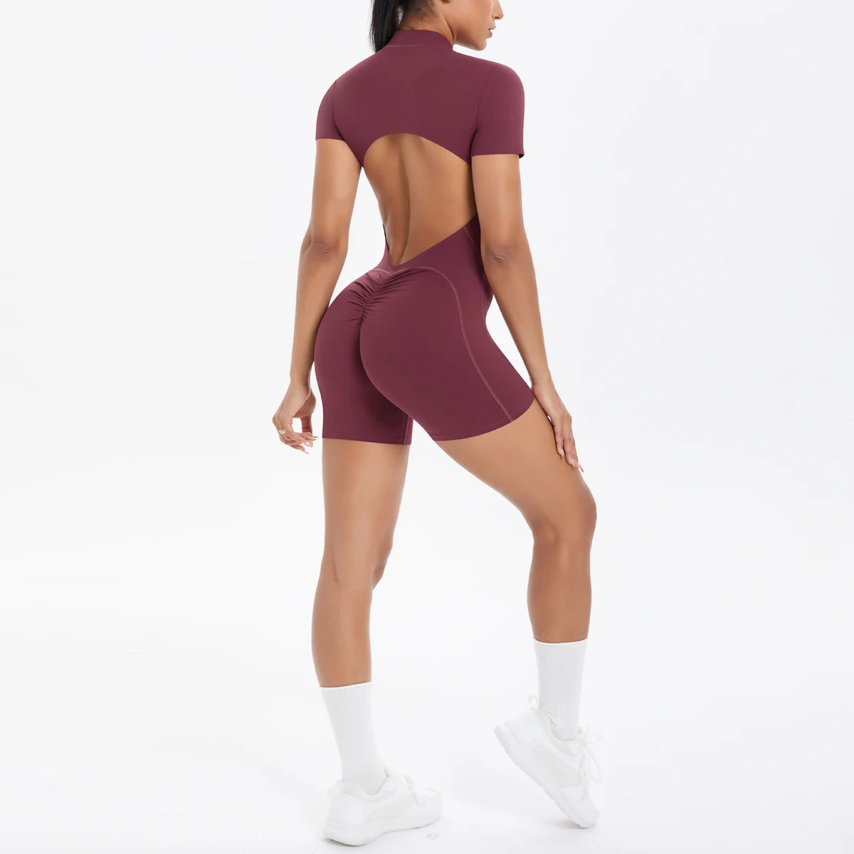 Backless Hollow-Out Push-Up Zipper Yoga Jumpsuit