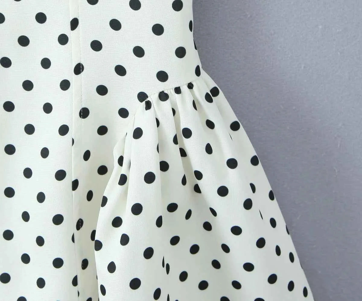 Retro Polka Dot Deep V Halter Mini Dress