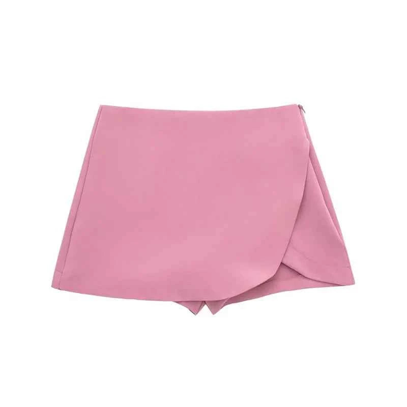 Asymmetric High Waist Mini Skort