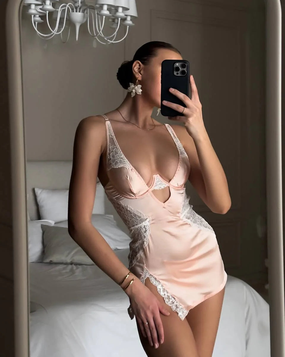 Satin Lace Slip Night Dress