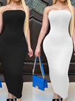 Solid Sleeveless Wrapped Beach Dress