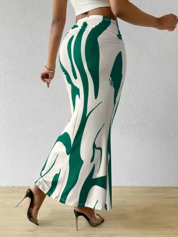 Zebra Print Pleated Midi Skirt