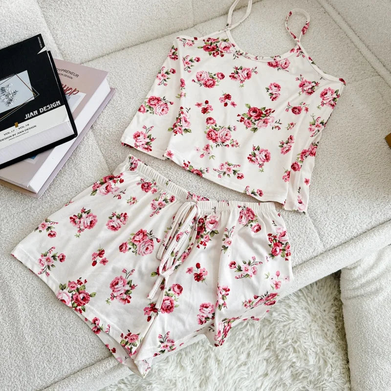 Ice Silk Print Pajama Set