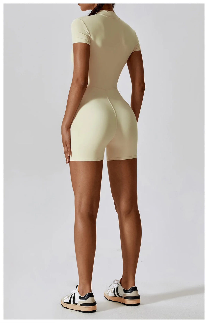 Push-Up Zipper Yoga Bodysuit Dance & Gym Jumpsuit